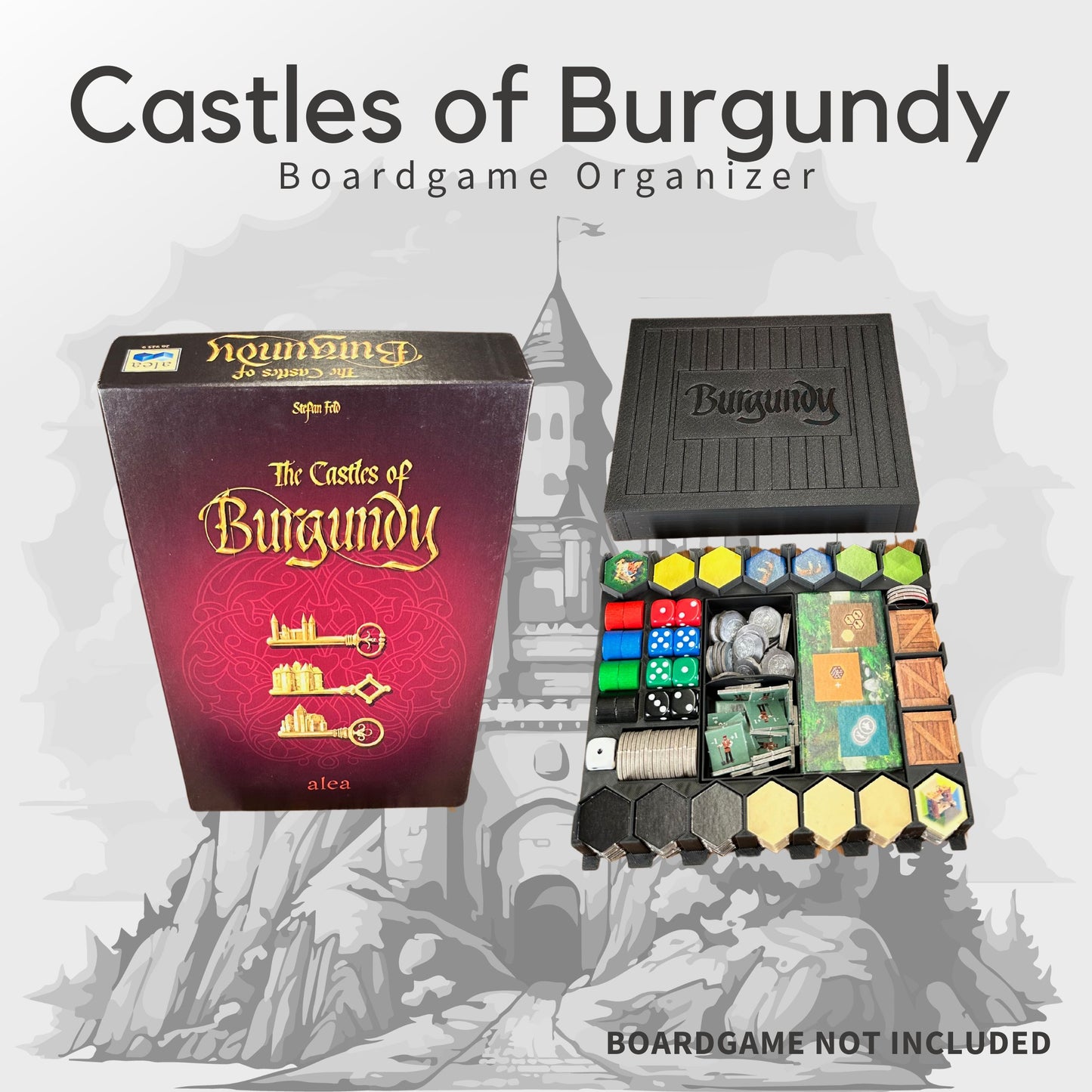 Castles of Burgundy Inlay - Boardgame Organizer