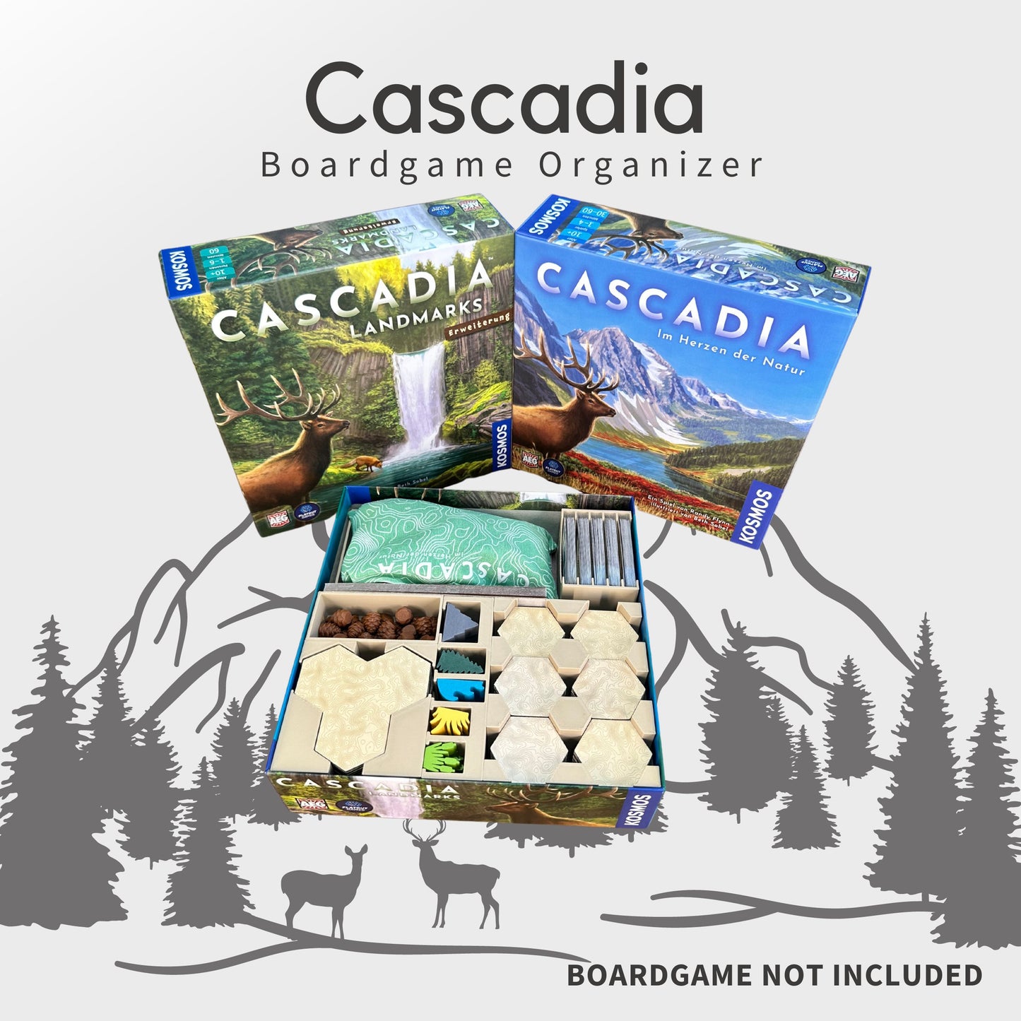 Cascadia Inlay - Brettspiel Organizer ( + Landmarks Erweiterung )