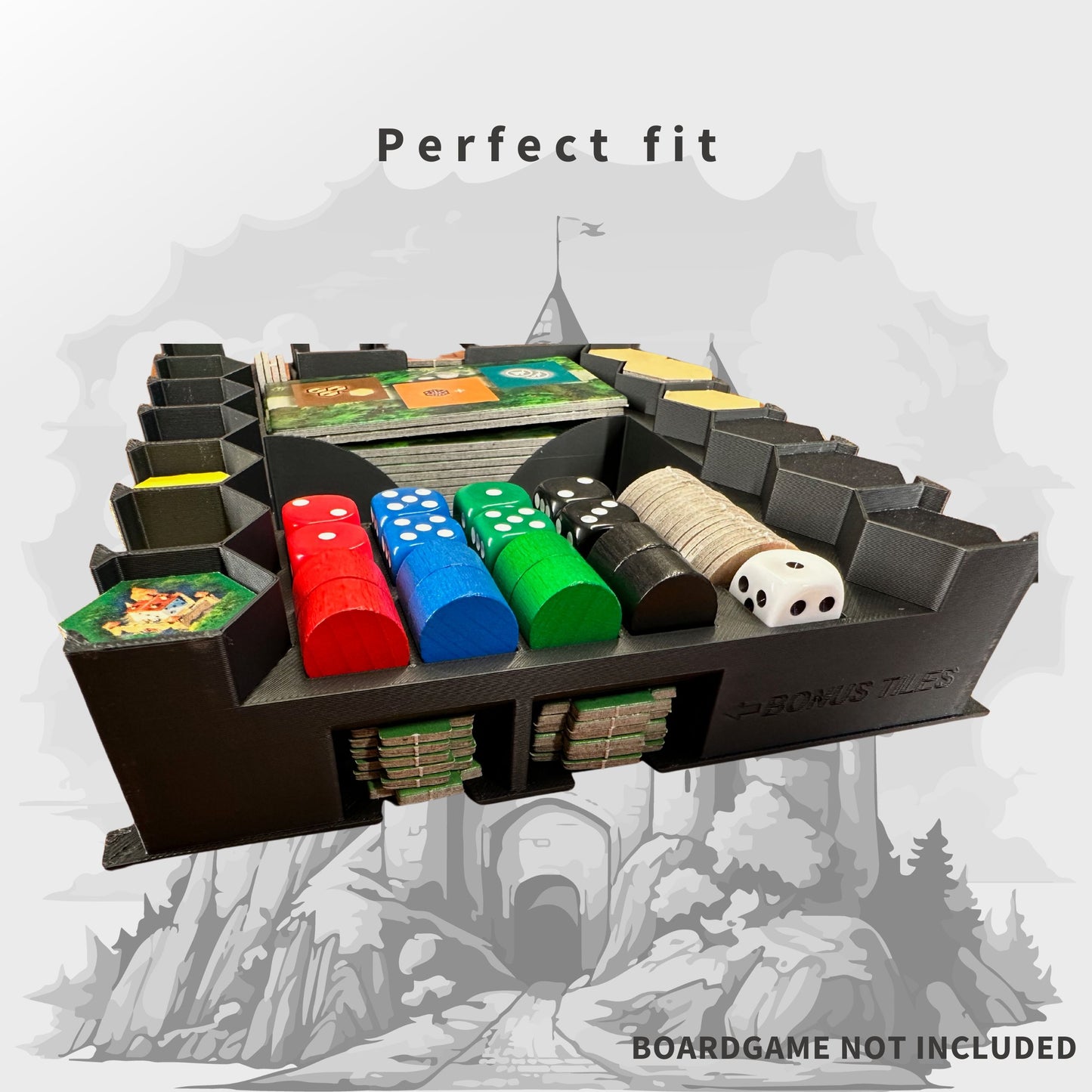 Castles of Burgundy Inlay - Boardgame Organizer