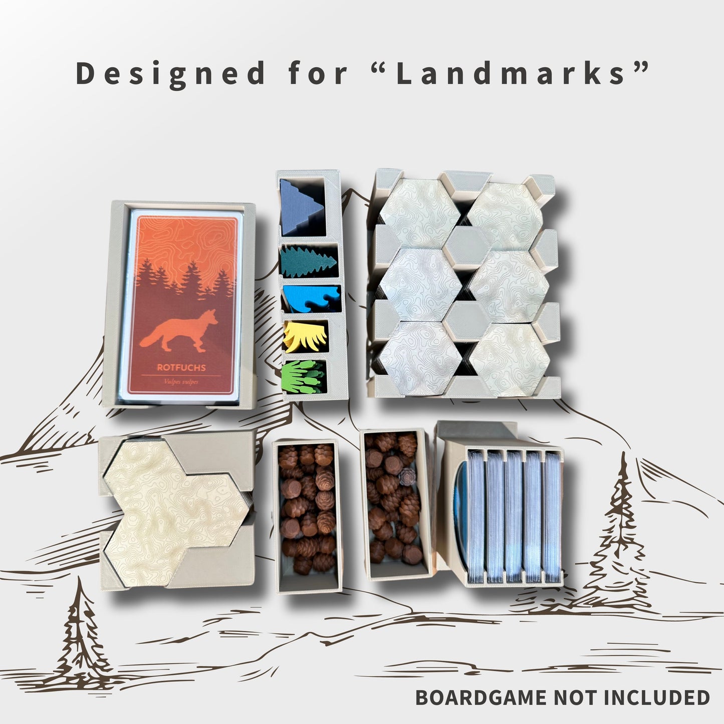 Cascadia Inlay - Brettspiel Organizer ( + Landmarks Erweiterung )